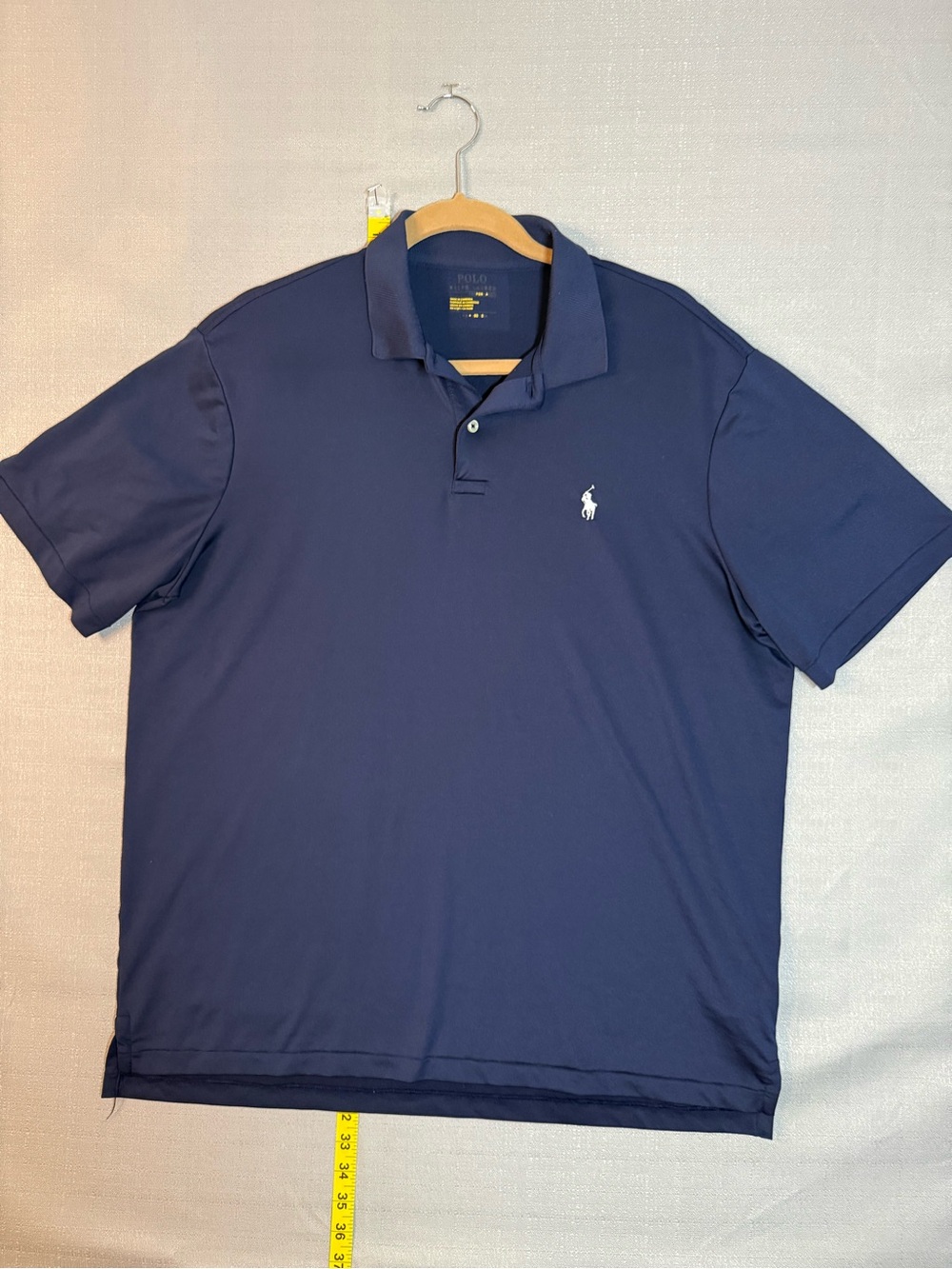Polo by Ralph Lauren Men's Navy Performance short -Sleeve Polo White Pony Logo